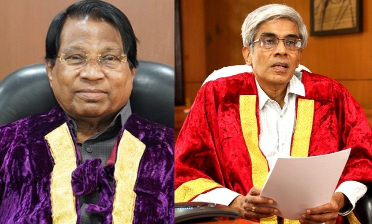 Prof Bhaskar Ramamurthi, Director, IIT Madras (right) and founder and Chancellor of VIT, Dr G  Viswanathan during its 36th annual convocation held virtually on September 28. (Photo Courtesy: VIT)